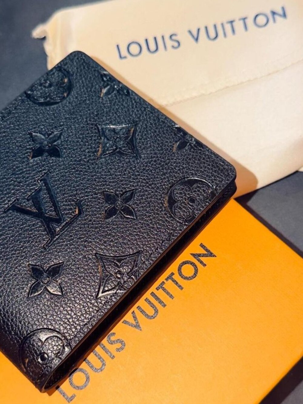 LV monogram black wallet - includes dust bag & box!